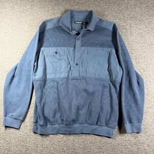 Vintage Sedgefield Polo Shirt Mens Large L Blue Long Sleeve Grandpa Banded Hem